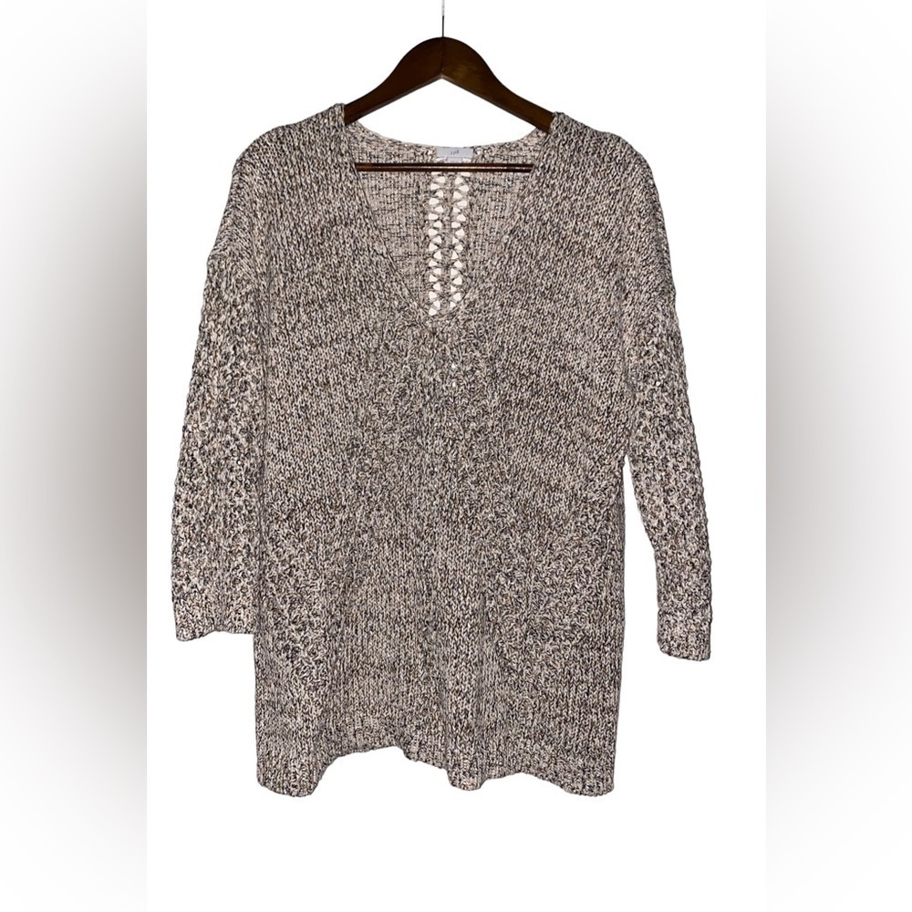 J. Jill Chunky Knit Sweater Women M Open Weave Pullover Grannycore